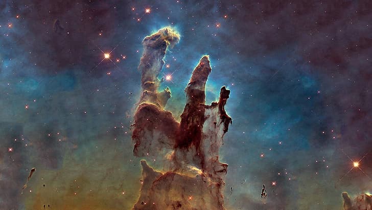 Pillars of Creation, nebula, space art, HD wallpaper