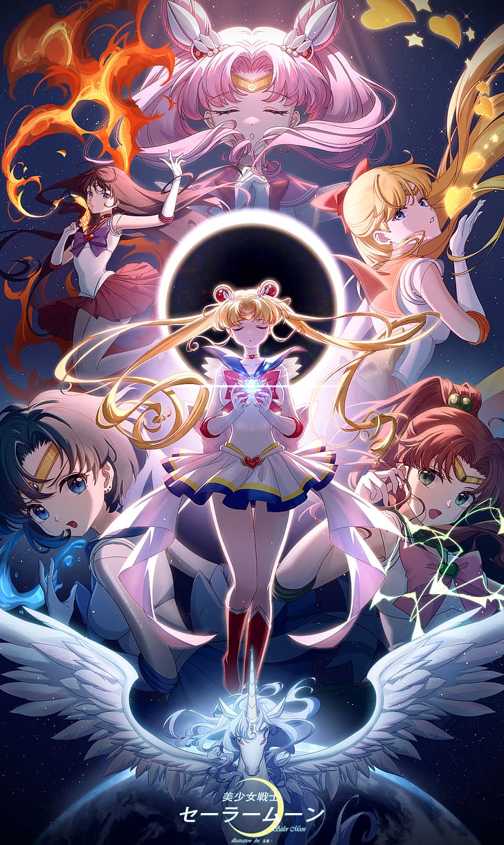 Sailor Moon, magical girls, portrait display, long hair, anime girls, HD wallpaper