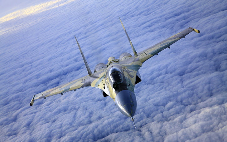 clouds, sky, Sukhoi Su-37, military aircraft, Sukhoi Su-27, HD wallpaper