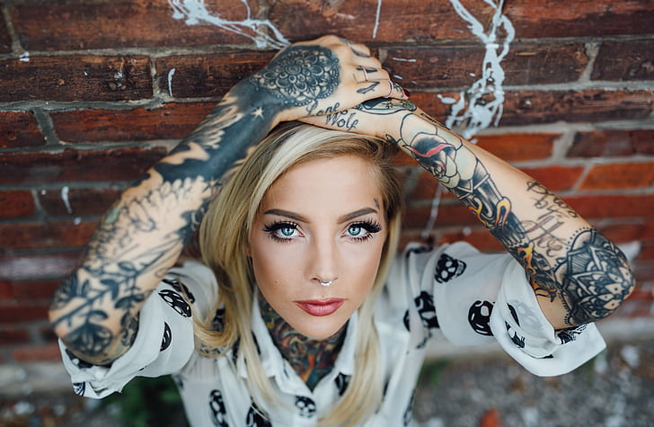 Madison Skye, blonde, tattoo, women