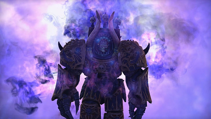 purple monster illustration, Warhammer 40,000, CGI, armor, Chaos Space Marines, HD wallpaper