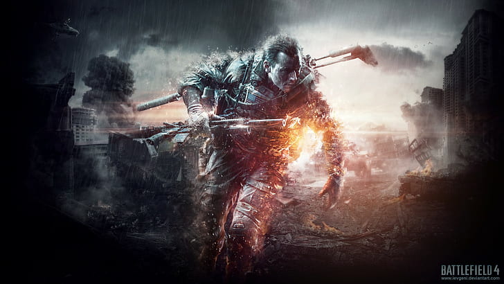 Battlefield 4, adult, smoke - physical structure, weapon, one person