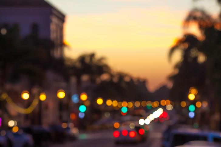 blur city lights at the street, California, USA, United States of America, HD wallpaper