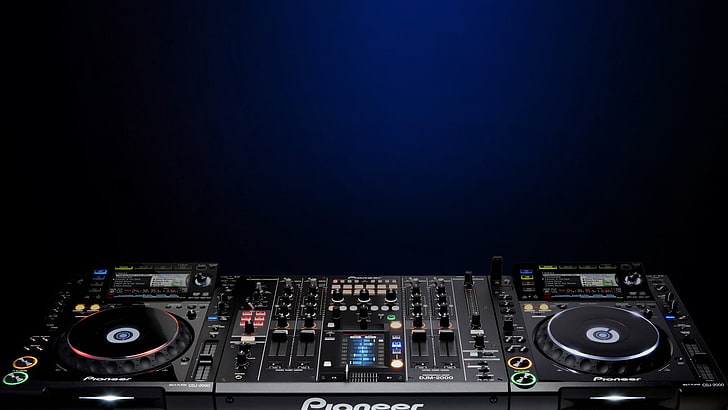 gray Pioneer DJ controller, turntables, music, technology, copy space