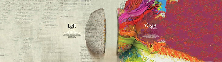 brain, multiple display, creativity, HD wallpaper