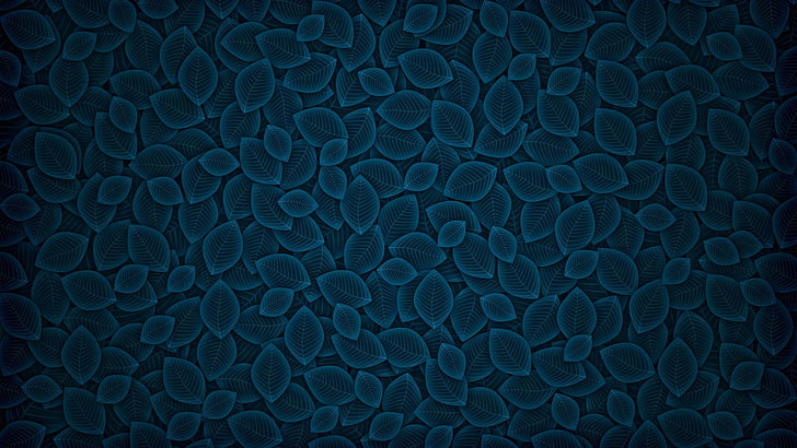 HD wallpaper: digital art, blue, leaves
