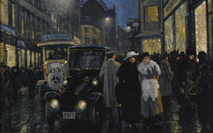 Danish painter, Paul Gustav Fischer, Evening walk along the Boulevard