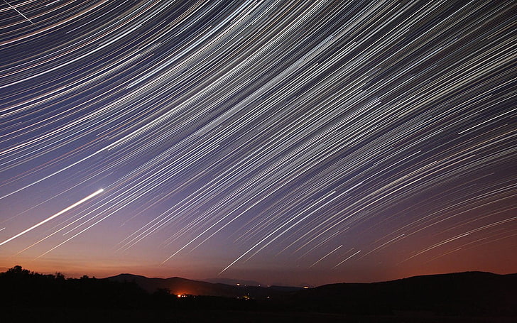 star trails, long exposure, sky, night, star - space, astronomy