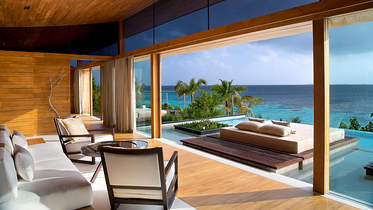 sea, luxury homes, beach, swimming pool, architecture, Maldives