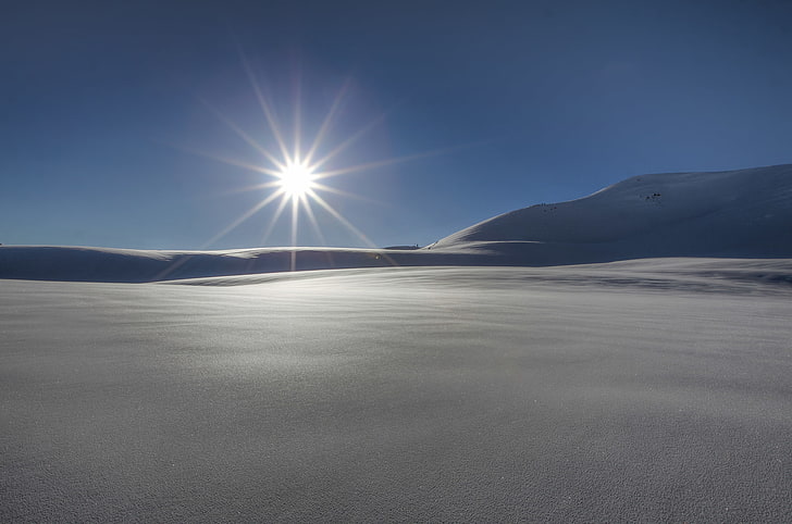 winter, the sun, rays, snow, nature, background, widescreen, HD wallpaper