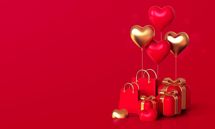 HD wallpaper: love, romance, heart, gifts, hearts, red, golden, happy,  romantic | Wallpaper Flare