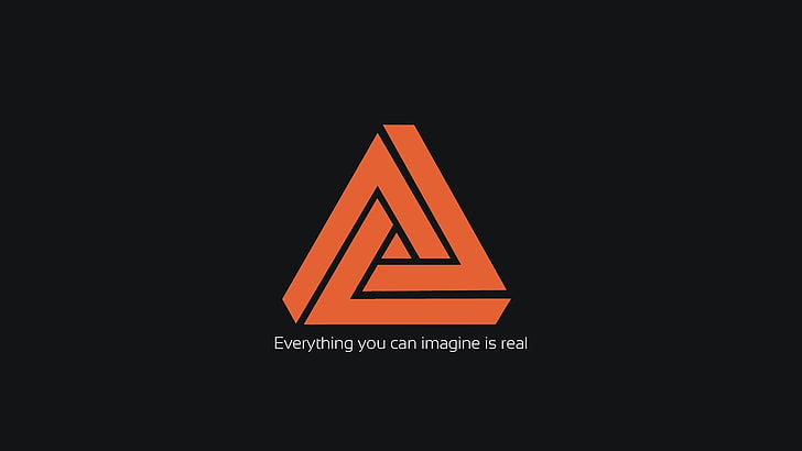 orange triangle logo, iATKOS, minimalism, typography, communication