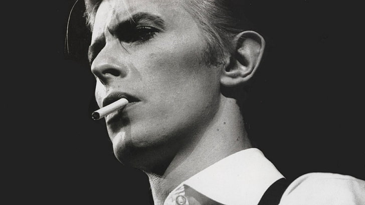 cigarette stick, David Bowie, musician, smoking, portrait, headshot