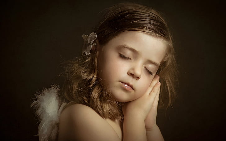 Little angel, cute girl, sleep, HD wallpaper