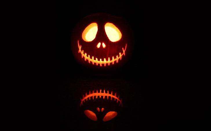 Jack O' Lantern, Halloween, black background, food and drink