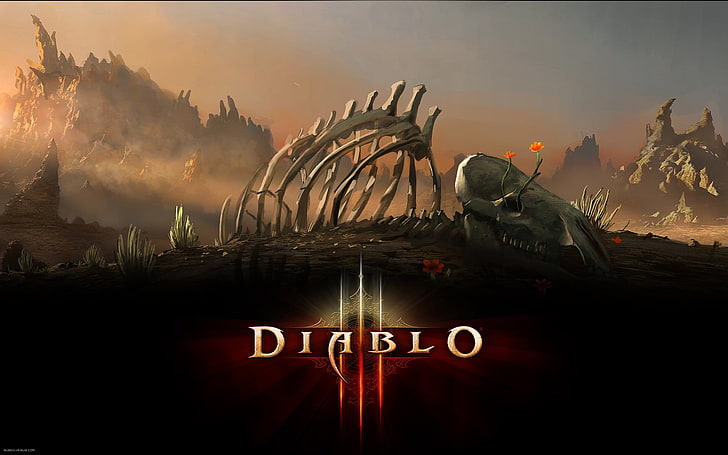 Diablo 3 graphic wallpaper, Diablo III, sky, nature, text, cloud - sky