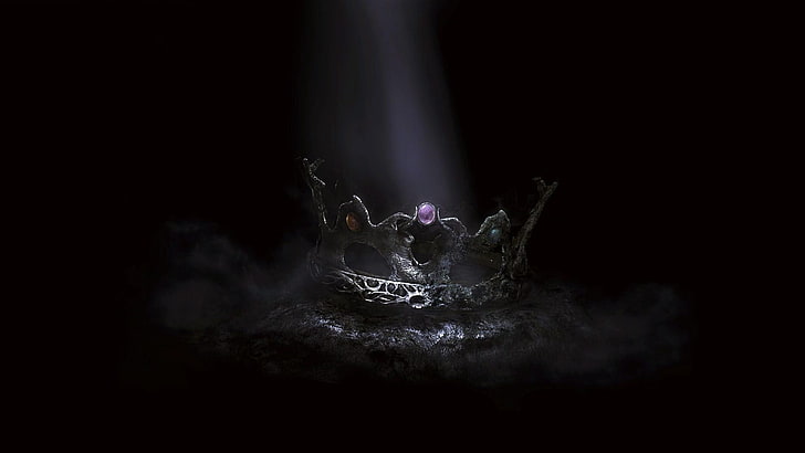 gray crown illustration, Dark Souls II, video games, black background