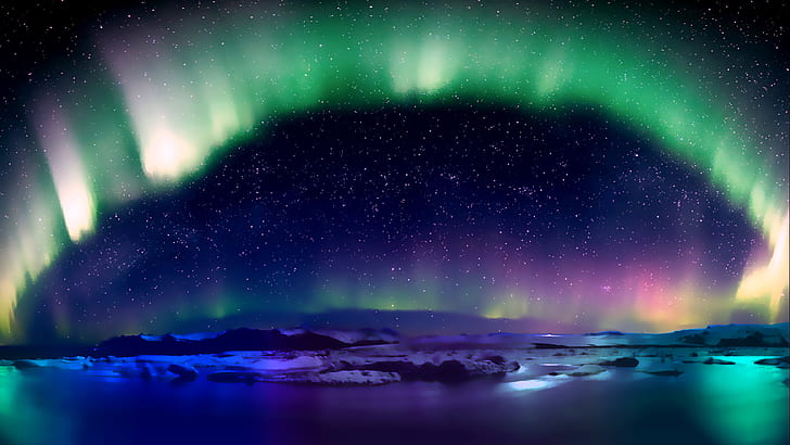 1920x1080 px aurora Aurora borealis Cold lake nature stars Entertainment Music HD Art