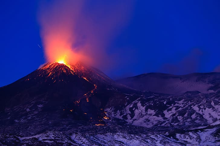 the volcano, the eruption, Italy, lava, Etna, Sicily, январь 2021, HD wallpaper