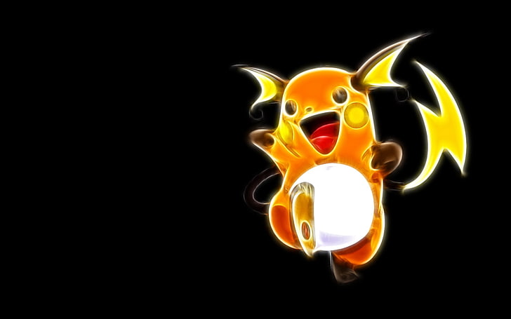 Pokémon, Fractalius, Raichu, black background, copy space, HD wallpaper