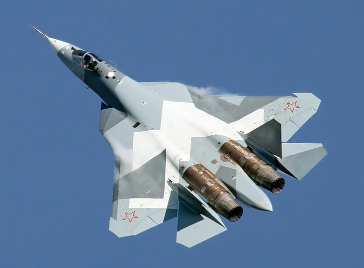 Sukhoi PAK FA, Russian Air Force, sky, airplane, air vehicle, HD wallpaper