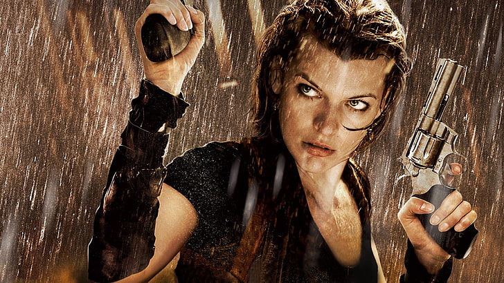 Milla Jovovich , gun, movies, women, Resident Evil, girls with guns, HD wallpaper