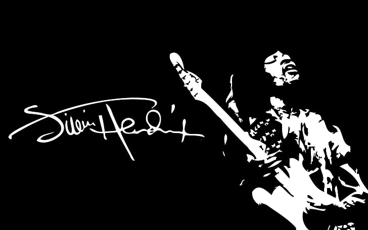 Jimmy Hendrix stencil illustration, men, singer, Jimi Hendrix, HD wallpaper