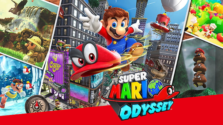 Super Mario Odyssey digital wallpaper, Cappy, 4K