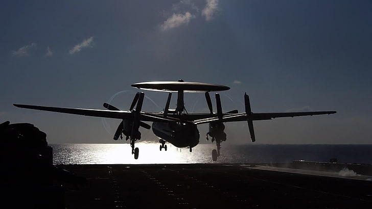 military aircraft, airplane, sky, E-2C Hawkeye, aircraft carrier