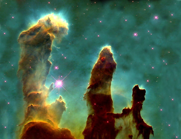 stars, gas cloud, the eagle nebula, the pillars of creation