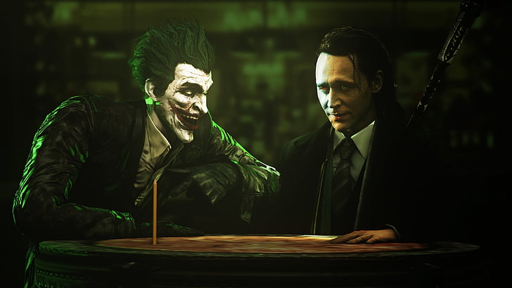 Joker, pencil, trick, Tom Hiddleston, loki, god, men, two people