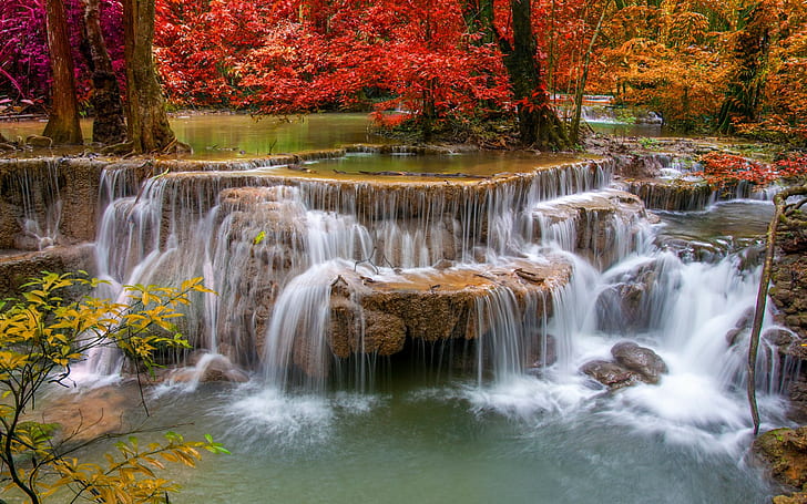 Waterfall  Autumn, Nature, hd, best, HD wallpaper