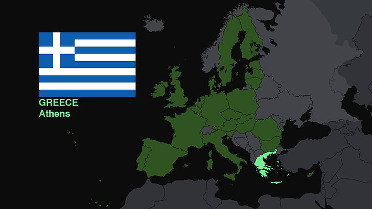 Greece, flag, map, Europe, communication, no people, text, western script, HD wallpaper