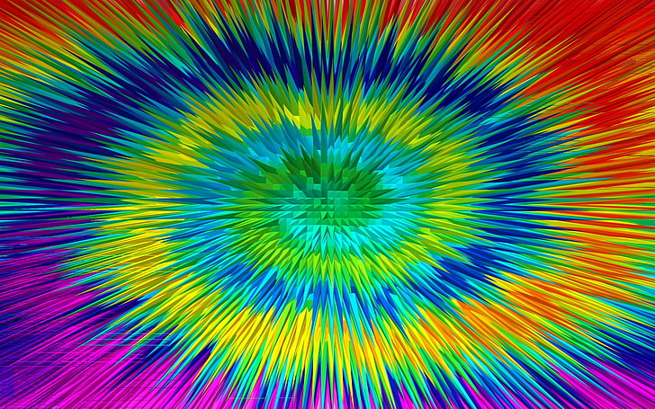 blue, yellow, and red tie dye shirt, abstract, colorful, artwork, HD wallpaper