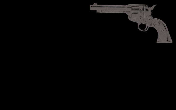gun, black, minimalism, revolvers, HD wallpaper