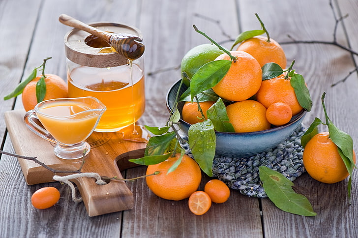 juice, honey, orange, tangerine, food and drink, healthy eating, HD wallpaper