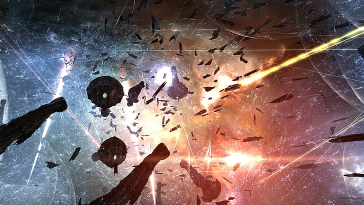 EVE Online, spaceship, space battle, illuminated, celebration, HD wallpaper