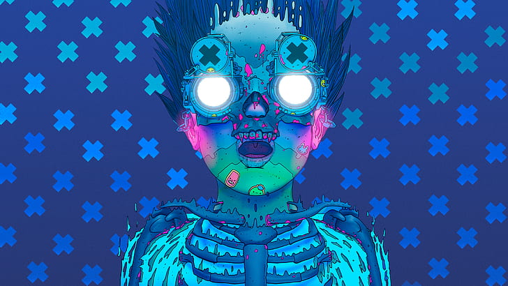 Nick Sullo, techno punk, cyberpunk, illustration, digital art, HD wallpaper