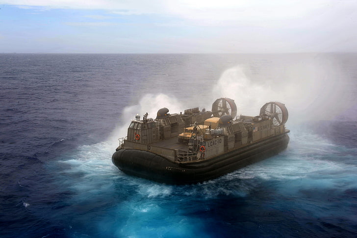 LCAC, training, sea, LCAC 1, hovercraft, U.S. Navy, Assault Craft Unit, HD wallpaper