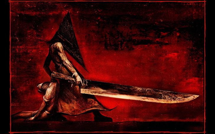 swordsman painting, Silent Hill, Pyramid Head, video games, auto post production filter, HD wallpaper