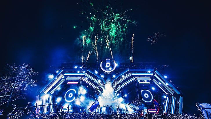 DJ, Hardwell, Concert, Festival, Fireworks, Music, Ultra Music Festival, HD wallpaper
