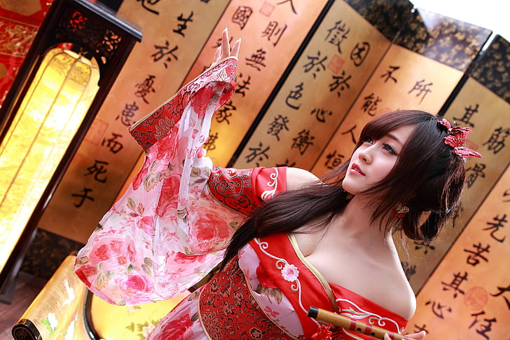 portrait, Asian, women, cosplay, China, 孟子, Chinese dress, HD wallpaper