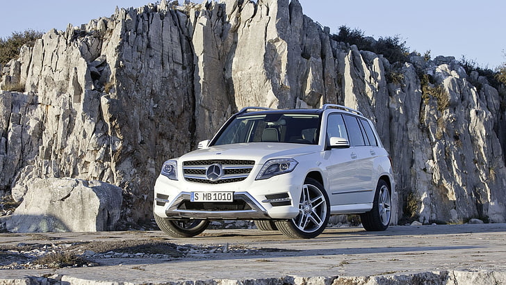 white Mercedes-Benz SUV, Mercedes GLK, car, mode of transportation, HD wallpaper