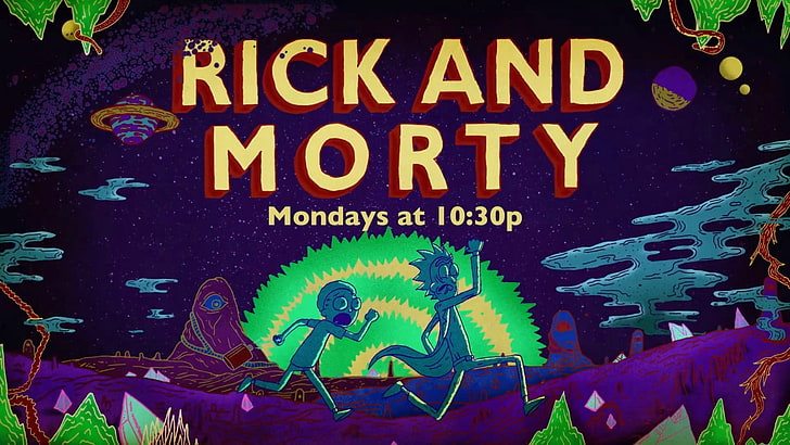 Rick and Morty digital wallpaper, Rick Sanchez, Morty Smith, text