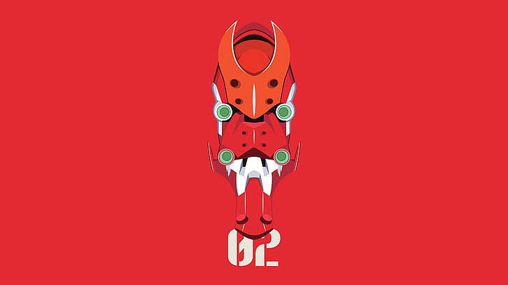 red monster illustration, Neon Genesis Evangelion, EVA Unit 02