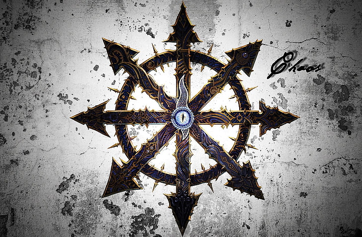 black and brown arrows logo, fantasy art, Chaos, Warhammer 40,000, HD wallpaper