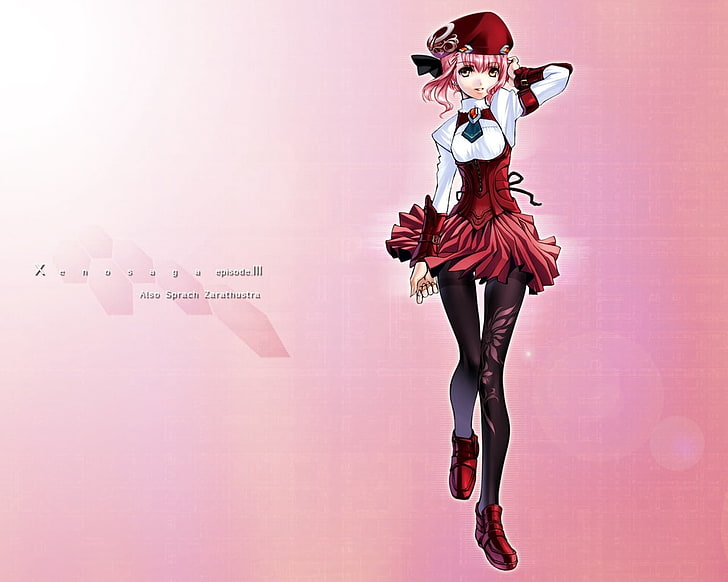 pink haired female anime character digital wallpaper, the xenosaga, HD wallpaper