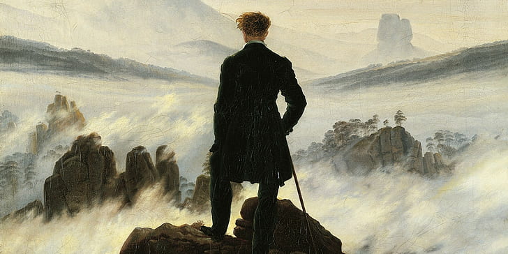 Caspar David Friedrich, Der Wanderer über Dem Nebelmeer, Oil Painting