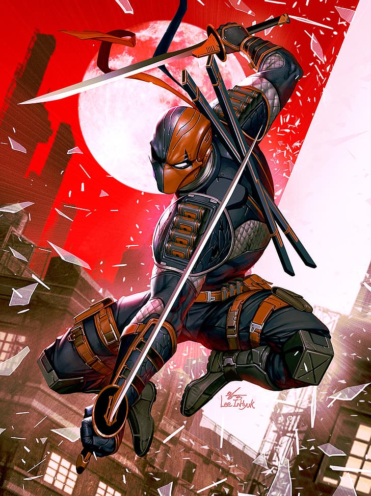 assassins, concept art, flying, sword, ninjas, DC Comics, Deathstroke, HD wallpaper