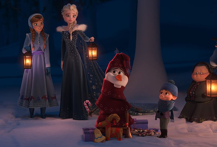 Movie, Olaf's Frozen Adventure, Anna (Frozen), Elsa (Frozen), HD wallpaper